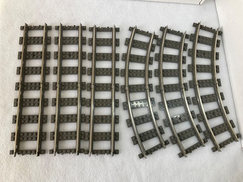 Lego metal rail train - train, track