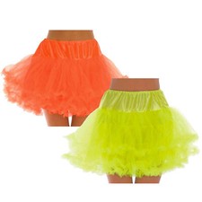 SHORT NET UNDERSKIRT LAYERED TUTU 80S NEON RAVE FANCY DRESS COSTUME ACCESSORY