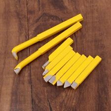 9 Pcs 8x8MM Carbide Tipped Lathe Metal Cutter Bit Cutting Tool Set Yellow