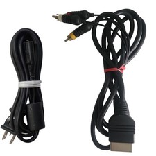Genuine Original Xbox RCA AV Audio Video Cables Cord And Power Cable Works