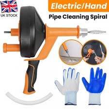 7.6m Drain Auger Plumber Cleaner Drain Unblocker Tool Hair Remover Sink Snake UK