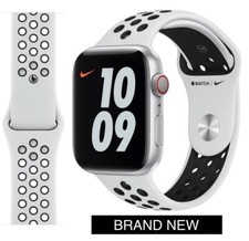 Genuine Apple Watch Nike Sport Band Pure Platinum / Black 42mm 41mm 40mm New
