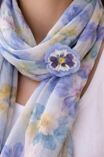 Real flower pansy - flower, brooch