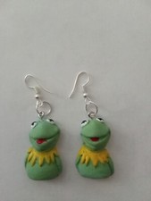 Kermit the frog earrings silver plated with gift bag