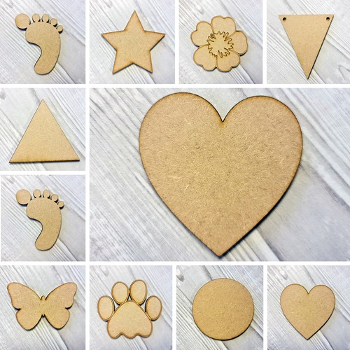 Wooden mdf shapes hearts stars - mdf,