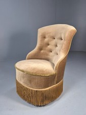 Vintage Danish Taupe Velour Cocktail or Parlour Chair Antique EB9608 VCLO