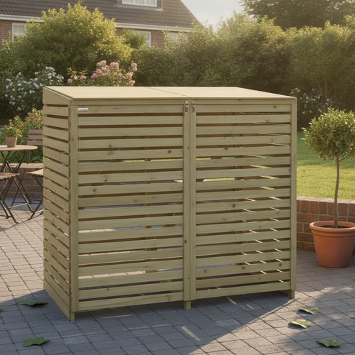Large wooden garden bin store - wooden,