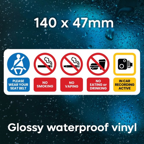 Taxi warning stickers - cctv, no