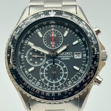 SEIKO Flight master SND253P1 Pilot Chronograph Quartz Watch 7T92-0CF0 Black dial