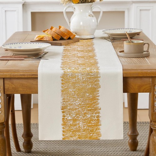 Metallic cotton linen table - cotton,