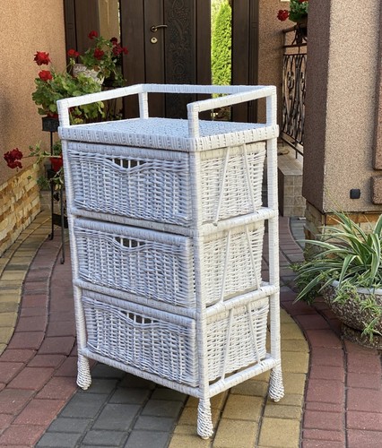 White wicker chest drawers - white,