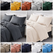 PLAIN DUVET COVER QUILT COVERS REVERSIBLE BEDDING SET SINGLE DOUBLE KING SIZE UK