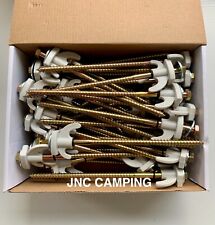 50 x Heavy Duty Hard Ground Screw In Drill Top Rock Peg With Grey Hook Top Tent