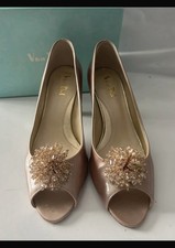 Van Dal Holkham Champagne Leather Open Toe Court Shoes UK Size 7 Christmas Party