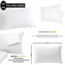 Pack of 4 Zipped WATERPROOF QUILTED Pillow Protectors Hypoallergenic Soft Covers