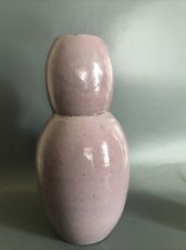 Terracotta Double Gourd Vase Lilac Crackle Glaze 3 Tulips Mark