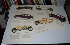 SIX COLOUR SIDE VIEW PROFILE DRAWINGS FORD MODEL A MORRIS COWLEY RILEY 9 MORRIS
