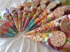 Pre filled sweet cones,Party bag, *FREE DELIVERY * *Free personalised stickers*