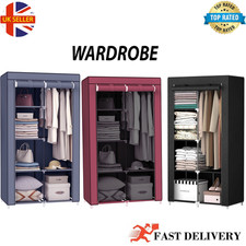 Wardrobe With Hanging Rail Shelving Clothes Storage Large Cupboard Fabric Canvas