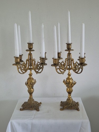 Pair antique 1800s candlelarba - 1800s,
