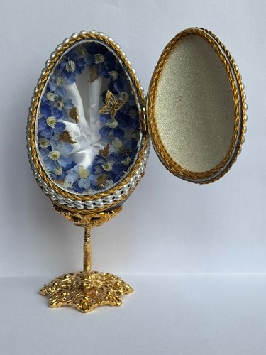 Decorated goose egg ornament.