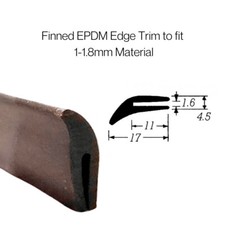 Small Leaf Fin Seal Rubber Extrusion Edge Trim 17mm x 5mm