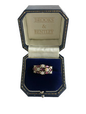 Opal Diamond and Garnet Ring 9ct Gold 2002 Opal Cluster Vintage Ring - Size P