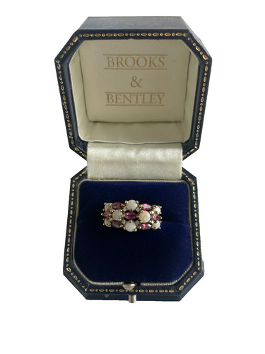 Opal diamond and garnet - and, ring