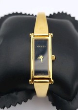Gucci Watch 1500 Black Dial 12mm Gold Plated Quartz Ladies Watch Swiss Made