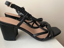 New Look Shoes Size UK 7 New Black Strappy Heels Wide Fit Party Going Out