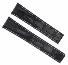 18MM LEATHER WATCH BAND STRAP FOR BREITLING PILOT BENTLEY COLT 18/16MM  BLACK