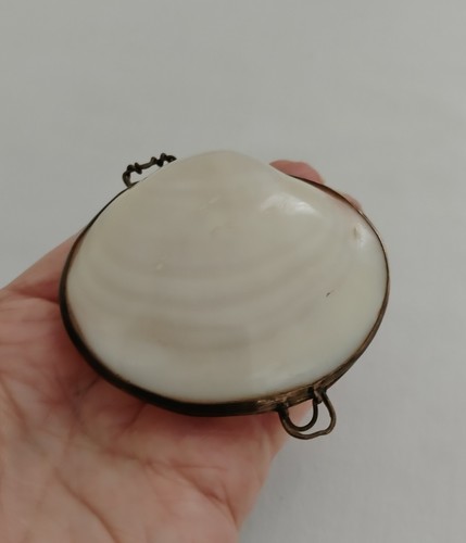 Vintage clam shell trinket box - clam,