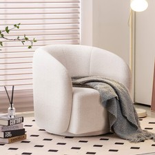 Teddy Fleece Swivel Round Tub Armchair Julep Sofa Cuddle Chair Living Room White