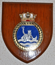HMS Ocean wall shield plaque crest Royal Navy RN