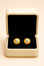 9ct Gold 6mm Ball Stud Earrings - Pair with a Diamond design Star