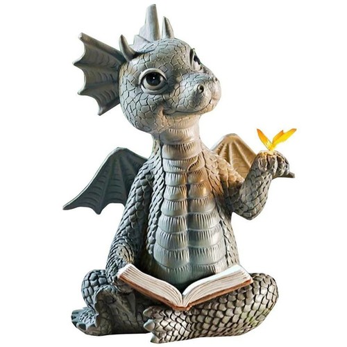 Cute reading dragon resin - dragon,