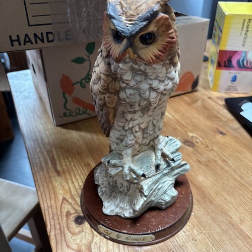 Large owl ornament wooden - on,