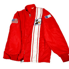 Ford Cobra Racing Jacket 70's Vintage Red White Full Zip USA Flag Men Size M