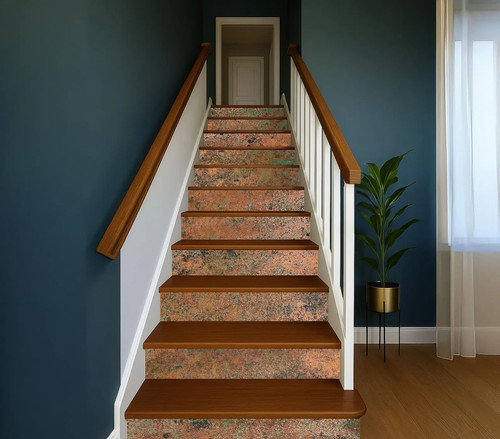 Decorative copper stair risers - copper,