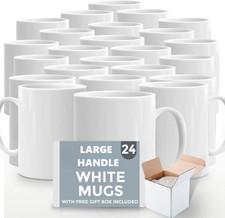 24Pcs Sublimation Mugs 11oz White Large Handle Heat Press Mugs with Gift Boxes
