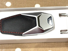 Audi S-line Metal Leather Keyring - Silver/Black