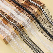 Pearl Beaded Lace Trim  for