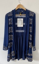 Kirks Folly Dreamkeeper Collection Blue & Gold Cardigan Cover Up S/M NWT.