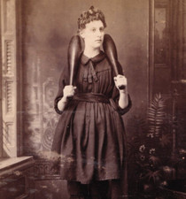 Cabinet Card Photo Woman Holding Indian Clubs Fashion Uniform Hellis London