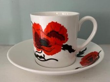 WEDGWOOD  SUSIE COOPER CORN POPPY COFFEE CAN / CUP & SAUCER - 3" TALL