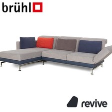 Brühl Moule Fabric Corner Sofa Couch Grey Récamiere Left Manual Function