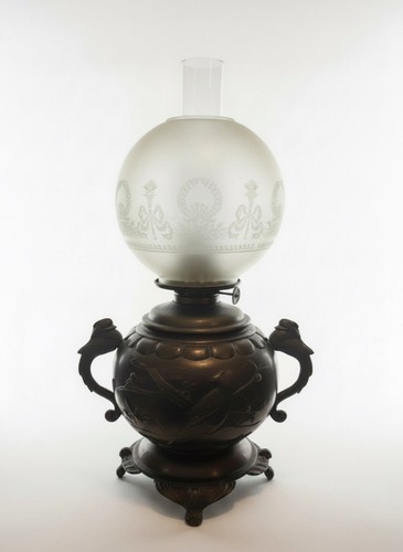 Antique meiji bronze kerosene - antique,
