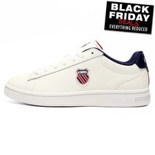 K Swiss Court Shield II Mens Classic Casual Leather Retro Fashion Trainers White