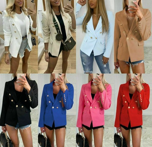 Women gold button blazer - button,
