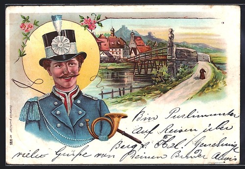 Artist postcard a postman - of,